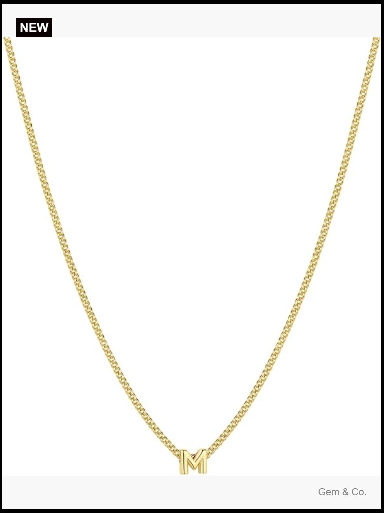 Personalized Initial Pendant Necklace With Adjustable Chain